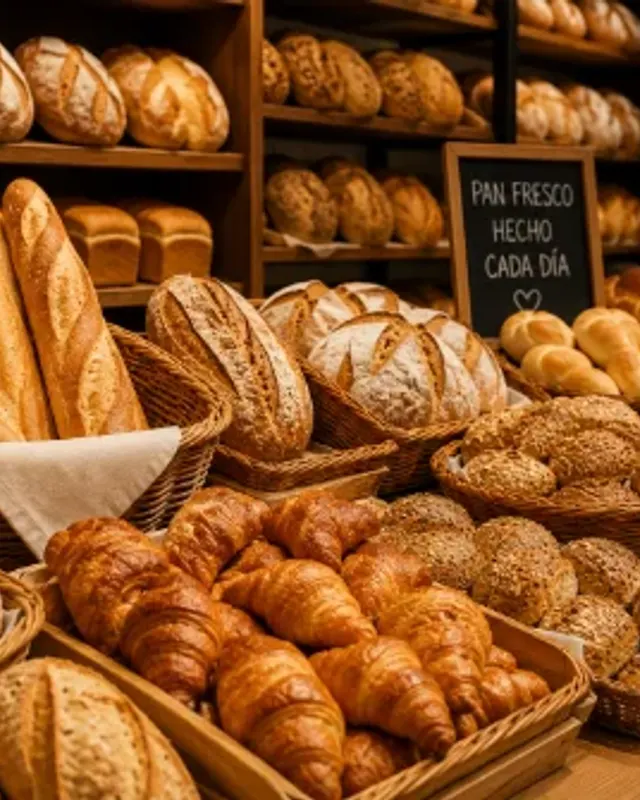 Panes, croissants y bollería recién horneada